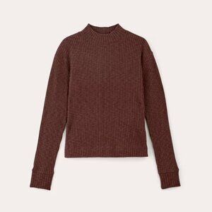BNWT Everlane The Cozy Rib Funnel-Neck Dark Mahogany Small